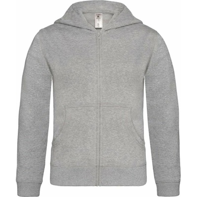 B&C Hooded Full Zip kids heather grey