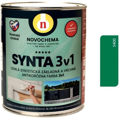 NOVOCHEMA SYNTA 3v1 syntetická základní a vrchní antikorozní barva 3v1 3,1 kg Tmavě zelená