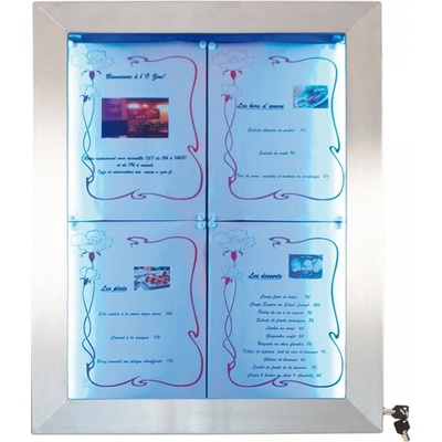 Securit Osvětlená vitrína na menu nástěnná 4 x A4