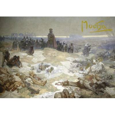 Pohled Alfons Mucha Slovanská epopej – Bitva grunwaldská, krátký