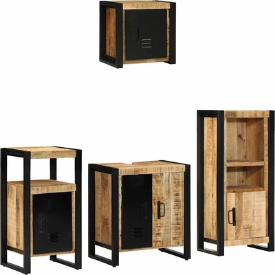 vidaXL Комплект мебели за баня с чекмедже 4 pcs Солидно мангово дърво (3305634)