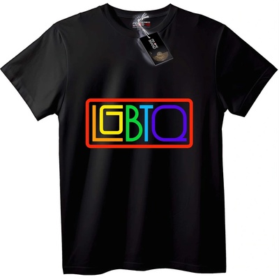 NOONEBRAND Тениска Дъга ЛГБТК Гордост - 6XL, Black
