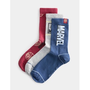 Marks & Spencer Чорапи Spider-Man с висок процент памук, 3 двойки Marks & Spencer червен Marks & Spencer | Cherven | Момчешки | 6-8+