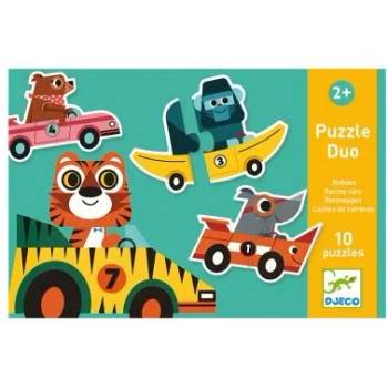 DJECO - Комплект двойни пъзели - Състезателни колички (DJ08148)