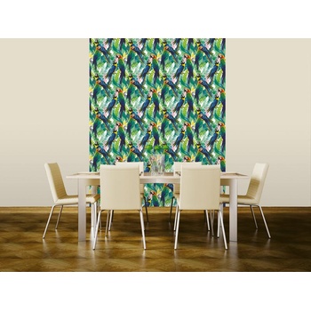 DIMEX ART s. r. o Луксозна флизелинова тапета синьо-зелени папагали