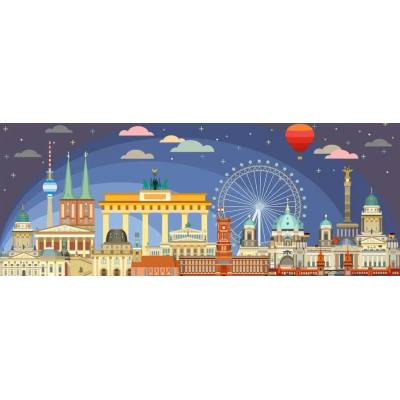 Ravensburger - Puzzle At night in Berlin panoráma - 1 000 piese