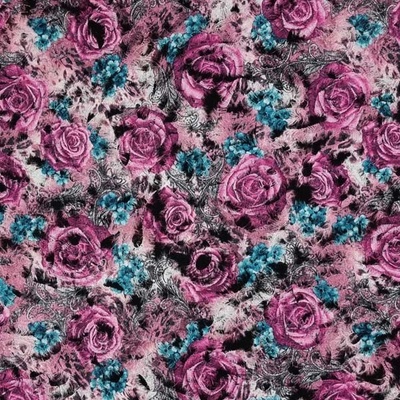 Kabátovina N6395, cyklámenové růže, š.145