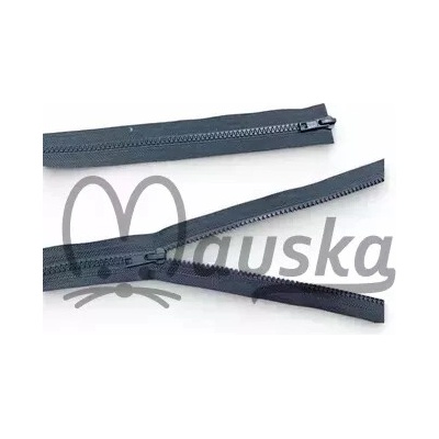 Zip kostěný bundový 5mm dělitelný 2 jezdce délka 80 cm - ŠEDÁ