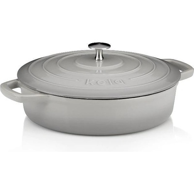 Kela Чугунена плитка тенджера kela calido с капак - Ø28 см (3.2 л) - цвят светлосив (kela 12611)