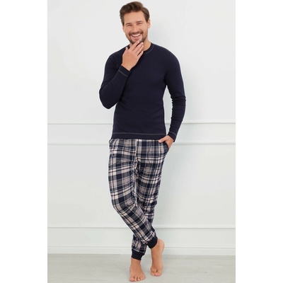 Italian Fashion pánske pyžamo Brit tmavomodrá