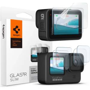 Spigen glas. tr slim + фолио комплект 2 за gopro hero 9 / 10 / 11 / 12 прозрачен (agl03045)