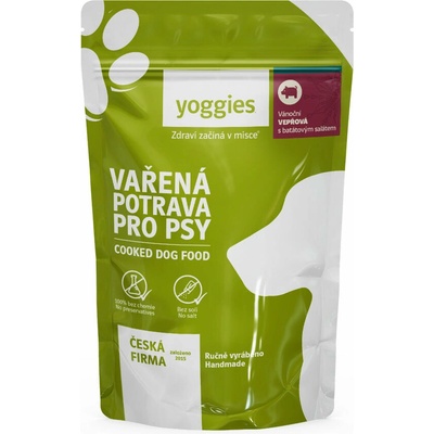 Yoggies Vánoční vařená potrava vepřová s batátovým salátem 650 g – Zboží Mobilmania