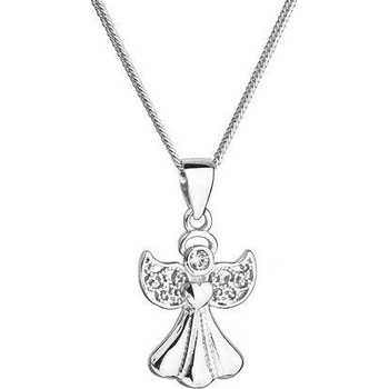 Evolution Group Strieborný náhrdelník anjel so Swarovski kryštálmi biely 32077.1