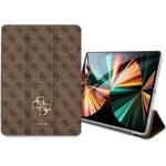GUESS 4G Folio Cover - дизайнерски кожен кейс и поставка за iPad Pro 12.9 M1 (2021) (кафяв)