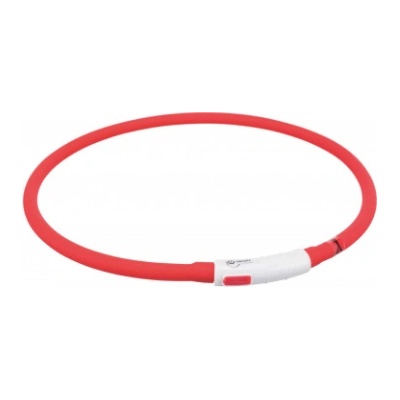 TRIXIE - Светещ нашийник за кучета с USB кабел за зареждане, до 70 см. червен