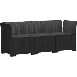vidaXL Пейка за градина с Cushions във вид на ратан ПП Антрацит (3443819)