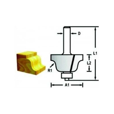 Profilová fréza s ložiskem stopka 6mm, 25,4x9,5x52mm, Makita D-48804