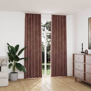 Pure Line Home Кадифени завеси в цвят пепел от рози с перделък, 2 бр. , 140 x 245 см