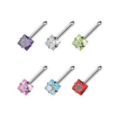 Šperky4U piercing do nosu čtvercový kamínek N01076-G