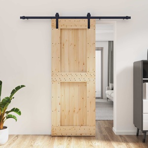 vidaXL Преплъзваща се врата Естествено и черно 80 x 210 cm (3444918)