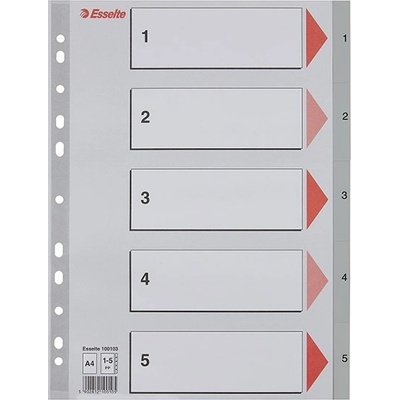 ESSELTE Регистър, пластмасов, a4, 1-5, esselte, сив 100103 (100103)