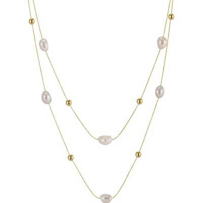 Majya Stříbrný řetízek s perlami pozlacený 11320