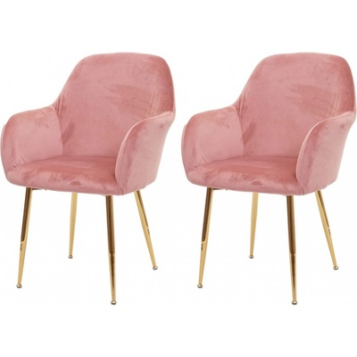 Design Shop F18 samet zlatá podnož Růžová 2 ks