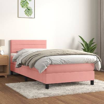 vidaXL 3141334 Boxspring postel s matrací samet / barva Růžová