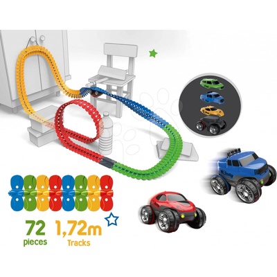 FleXtreme Discovery Set flexibilná autodráha Set Smoby s 612 cm predĺženou dráhou a dvoma elektronickými autíčkami
