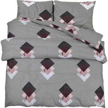 Комплект спално бельо, сив, 200x200 см, памук