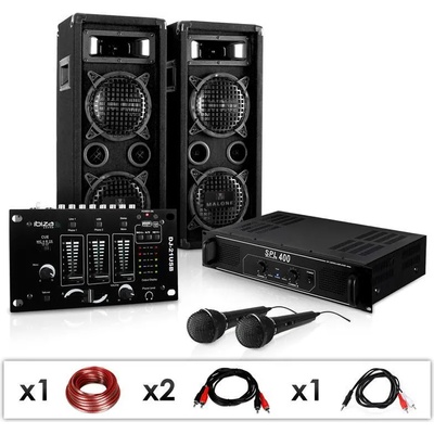 Electronic-Star DJ PA set „DJ-24M, усилвател, миксажен пулт, репро, 1200W (PL-1180-216M) (PL-1180-216M)