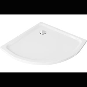 Mexen Flat полукръгъл тънък душ корито 80 x 80 см, бял, хром сифон - 41108080 (41108080)