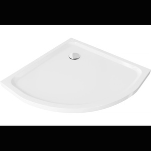 Mexen Flat полукръгъл тънък душ корито 80 x 80 см, бял, хром сифон - 41108080 (41108080)