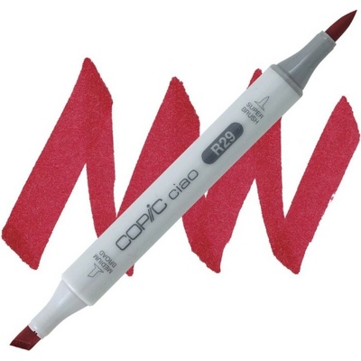 Lihová fixa COPIC Ciao oboustranná Brush & Chisel, Lipstick red (R29)
