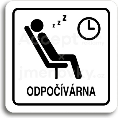 ACCEPT Piktogram odpočívárna IV - bílá tabulka - černý tisk