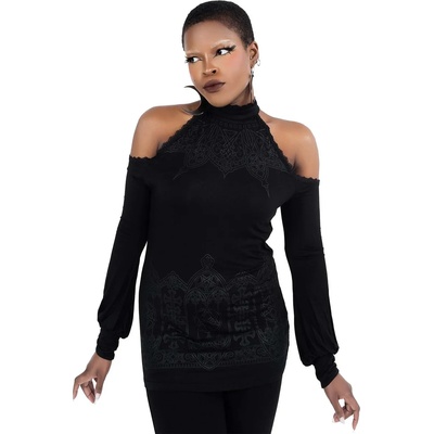 KILLSTAR дамска тениска с дълъг ръкав KILLSTAR - Cecila Cold Shoulder Top - Черен - KSRA003398