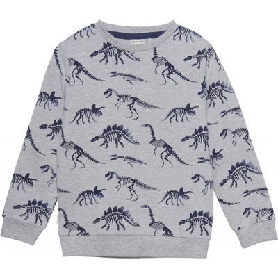 Minymo mikina s dinosaurami Medium Grey melange