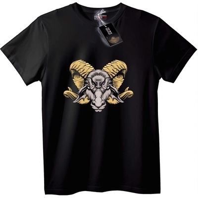 NOONEBRAND Тениска Овен Бивол Глава - 3XL, Black