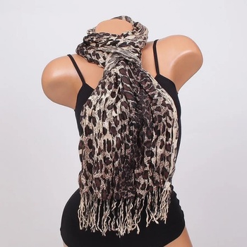 Image 1 of Моден шал в сиво-бежов цвят и леопардов десен