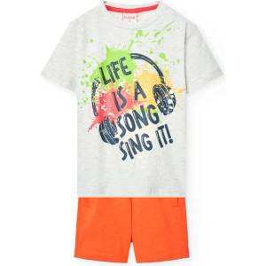BOBOLI Knit short sleeve set - White (Paprika)