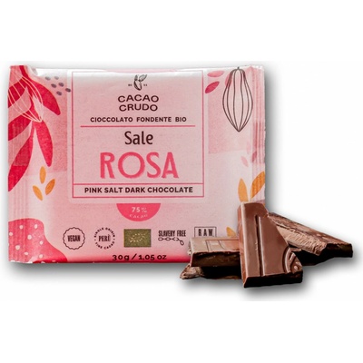 Cacao Crudo Raw Hořká čokoláda s Himalájskou solí a kakaovými boby Bio 30 g