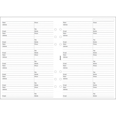Filofax A5 Adresář - jméno adresa e-mail tel. fax mobil