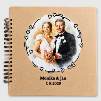 Davona Osobní dárek svatební album kroužkové 30 × 30 cm (300 g/m2, 24 listů) - kraft
