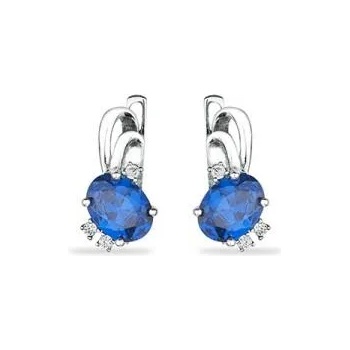 Image 1 of Swan Сребърни обици със син сапфир и цирконии SAP167E Swan