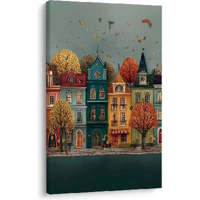 Obraz barevné domy v podzimním listí - 80x120