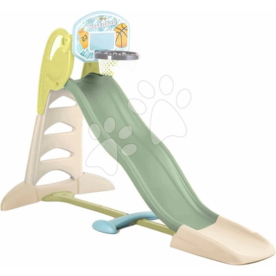 Smoby Šmykľavka ekologická s vodotryskom a vodnou hrou pod basketbalom Toboggan XL Slide Green 230 cm
