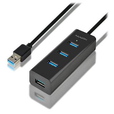 AXAGON HUE-S2BL USB Hub, externí, 4× USB 3.0, Micro USB, 1,2m, černý HUE-S2BL