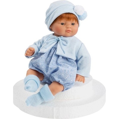 Asi bábätko Guille 36cm v modrom overale s čiapkou