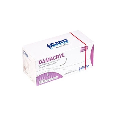 DAMACRYL USP 3-0/ 6x45 cm/ vlákno bez jehly PGA fialová 12 ks