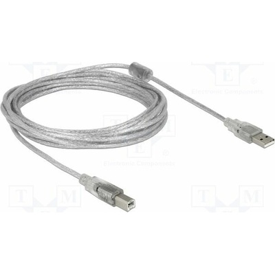 Delock 83896 USB 2.0 USB A vidlice USB B vidlice 5m průhledný